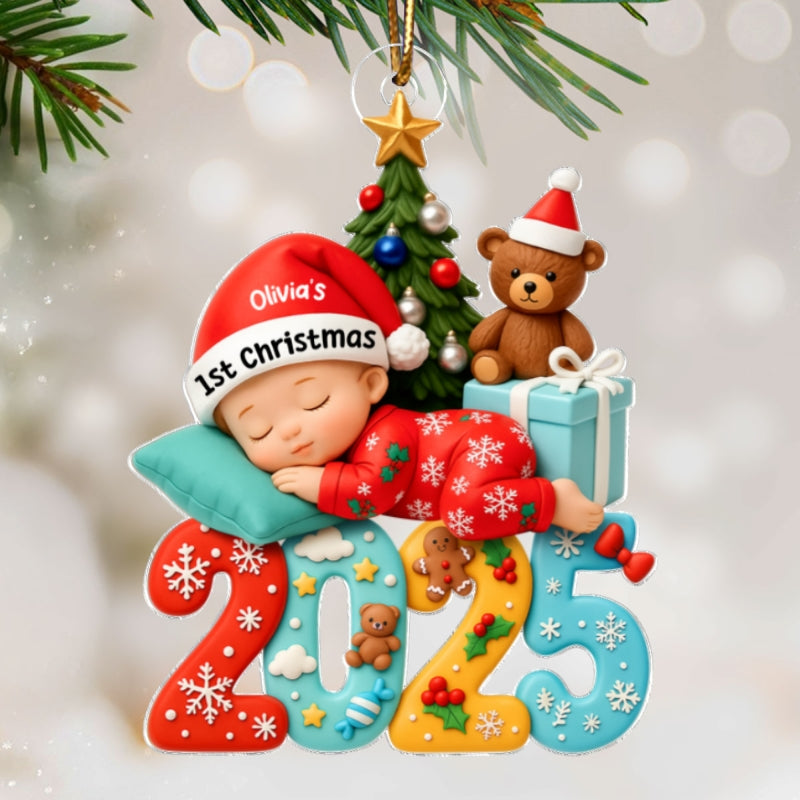 Baby First Christmas 2025 - Personalized Acrylic Ornament - Heartwarming Christmas Gift For New Born, Baby