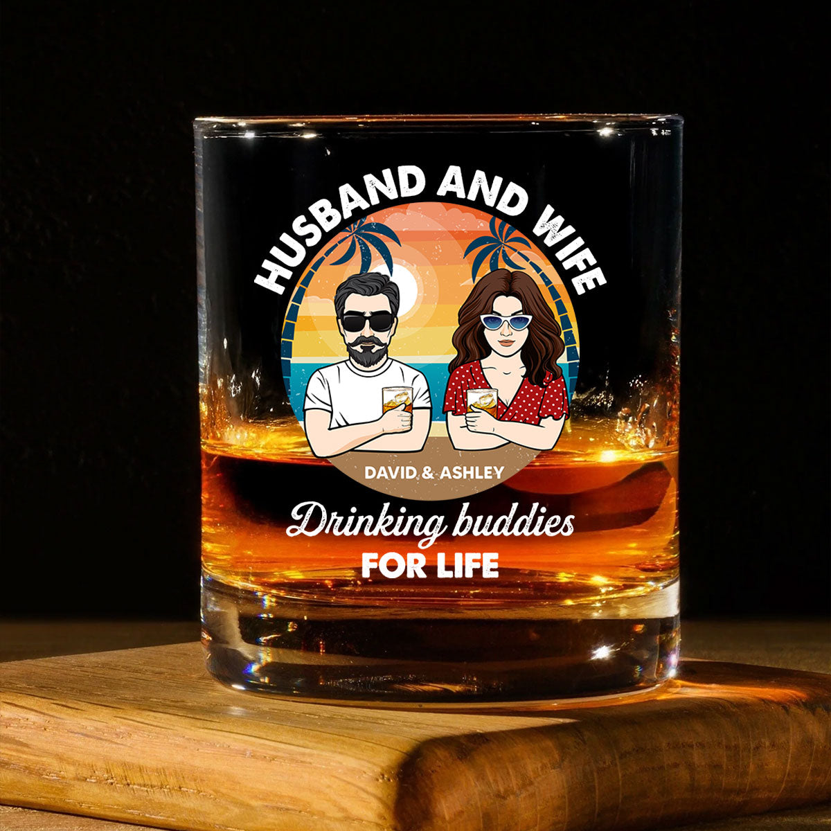 Husband And Wife Drinking Buddies for Life Personalized Wine Glass, Gift for him, Gift for her