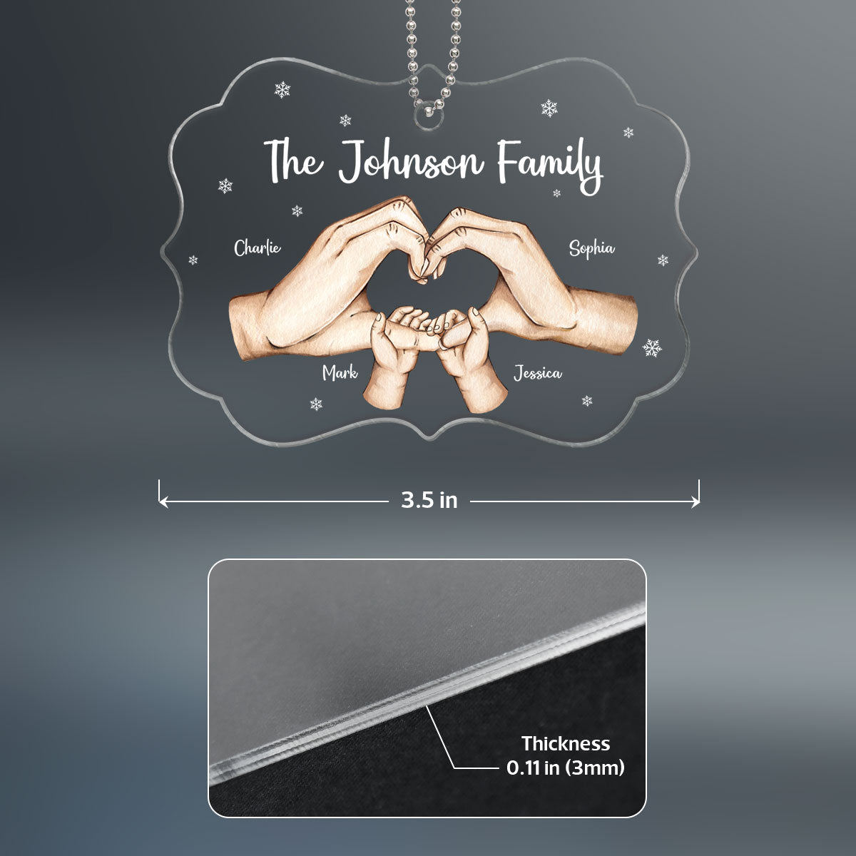 Together We Make A Family Heart Hands Personalizec Acrylic Ornament