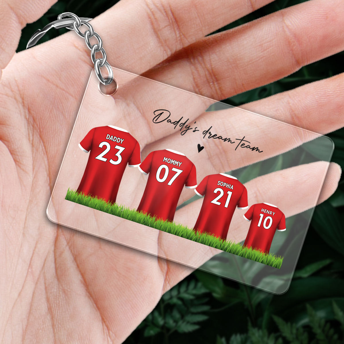 Daddy's Team Soccer Shirt Personalized Acrylic Keychain