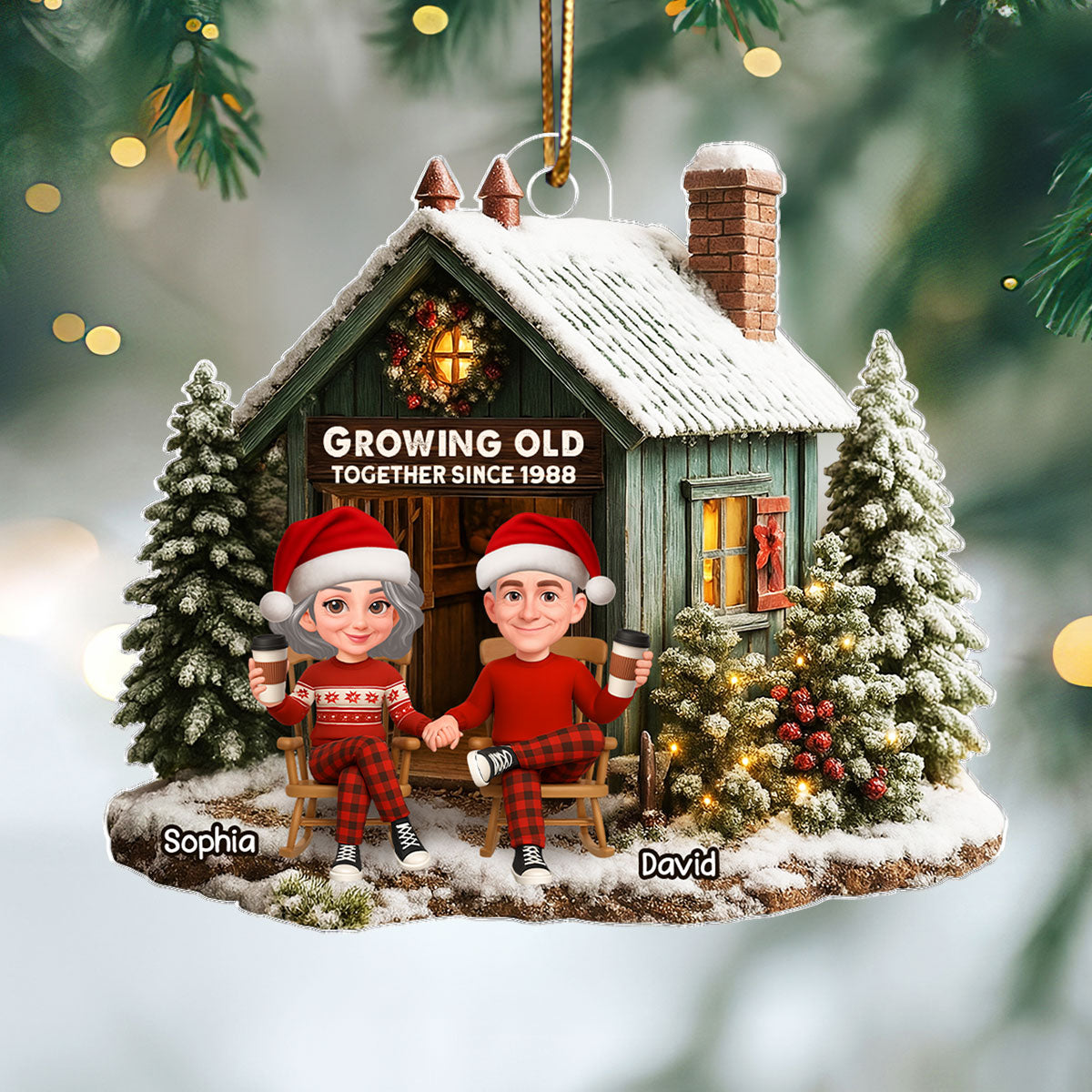 Rustic Farmhouse Couple You & Me We Got This - Personalized Acrylic Ornament - Christmas Gift for him, for her