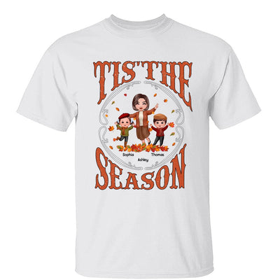 Tis' The Season Happy Grandma & Grandkids Fall Season Personalized Shirt