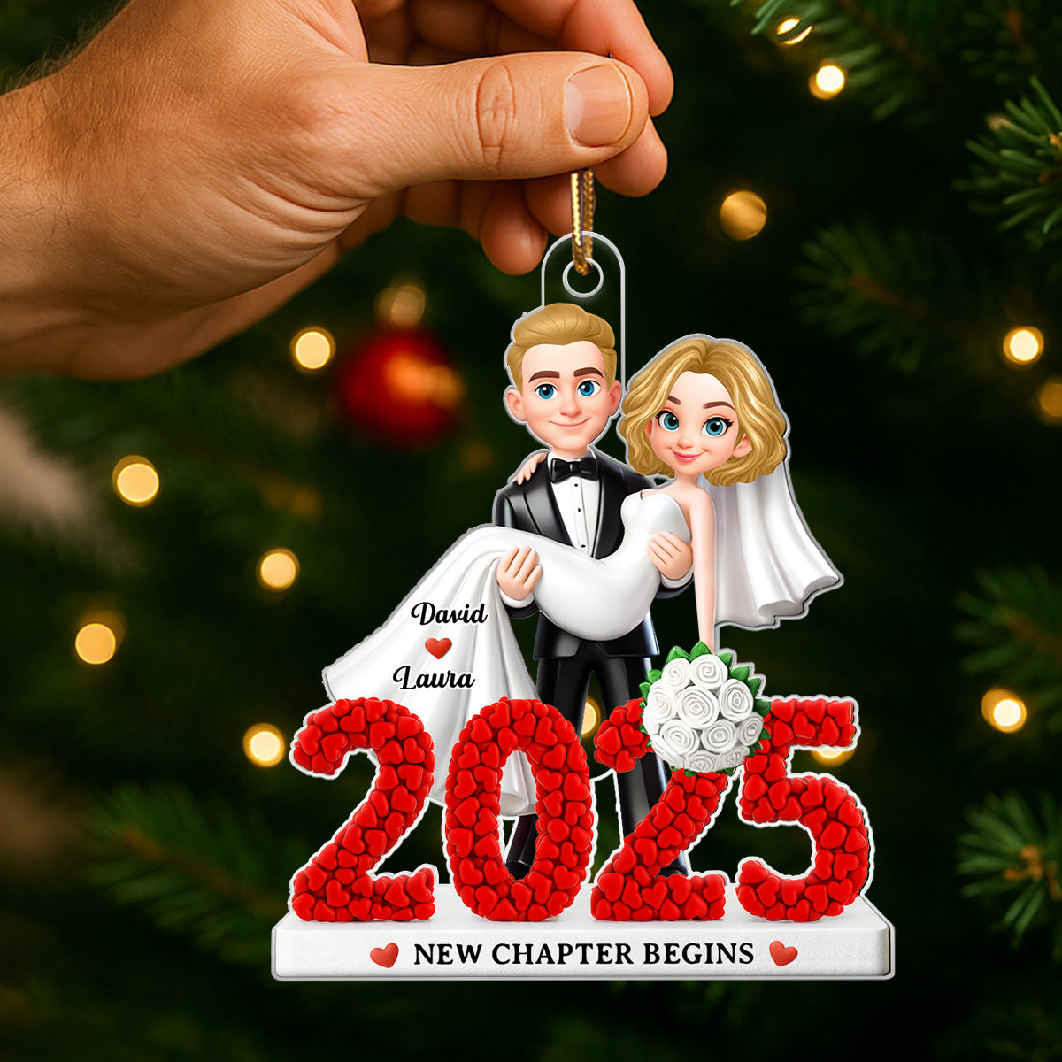 First Christmas Married 2025 - Personalized Acrylic Ornament - Christmas Gift for Newly Married Couple