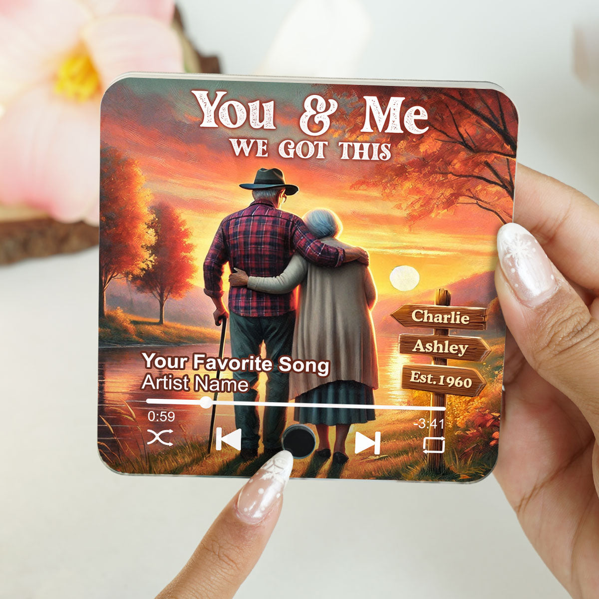 You & Me We Got This Old Couple At Lake Sunset Theme Personalized Music Fridge Magnet, Valentine's Gift For Her, Gift For Him