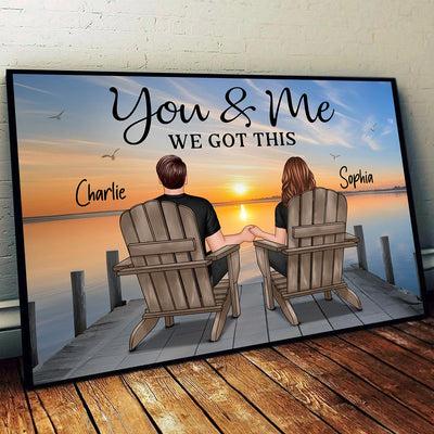 Back View Couple Sitting On The Lake Dock Personalized Poster, Heartfelt Gift For Couple, For Him, For Her, Boyfriend, Girlfriend, Husband, Wife