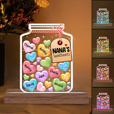 Grandma Mom Sweethearts Personalized Acrylic Custom Shape LED Night Light
