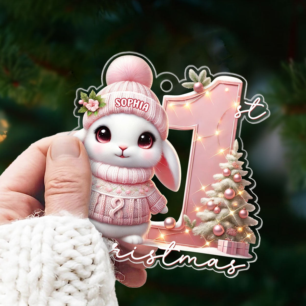 Baby's First Christmas Realistic Cute Animal Personalized Acrylic Ornament, Unique Christmas Gift For New Born New Parent