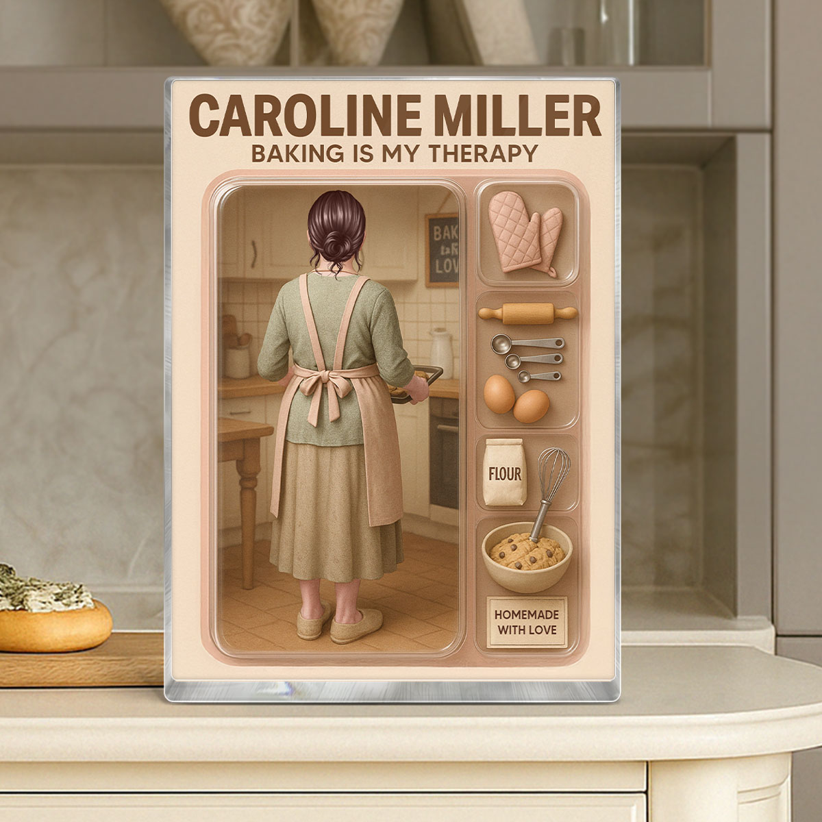 Baking Mom Grandma Realistic Figure Style Personalized Acrylic Block Plaque