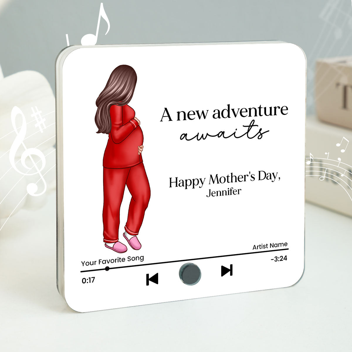 Pregnant Wife Personalized Music Fridge Magnet, Perfect Gift For Pregnant Wife, Custom Favorite Song As Messages