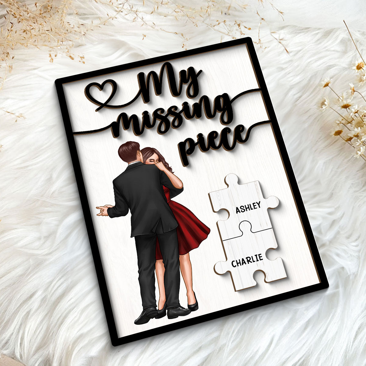 My Missing Piece Dancing Couple Personalized 2-Layer Wooden Plaque, Anniversary Gift,  Gift For Couple