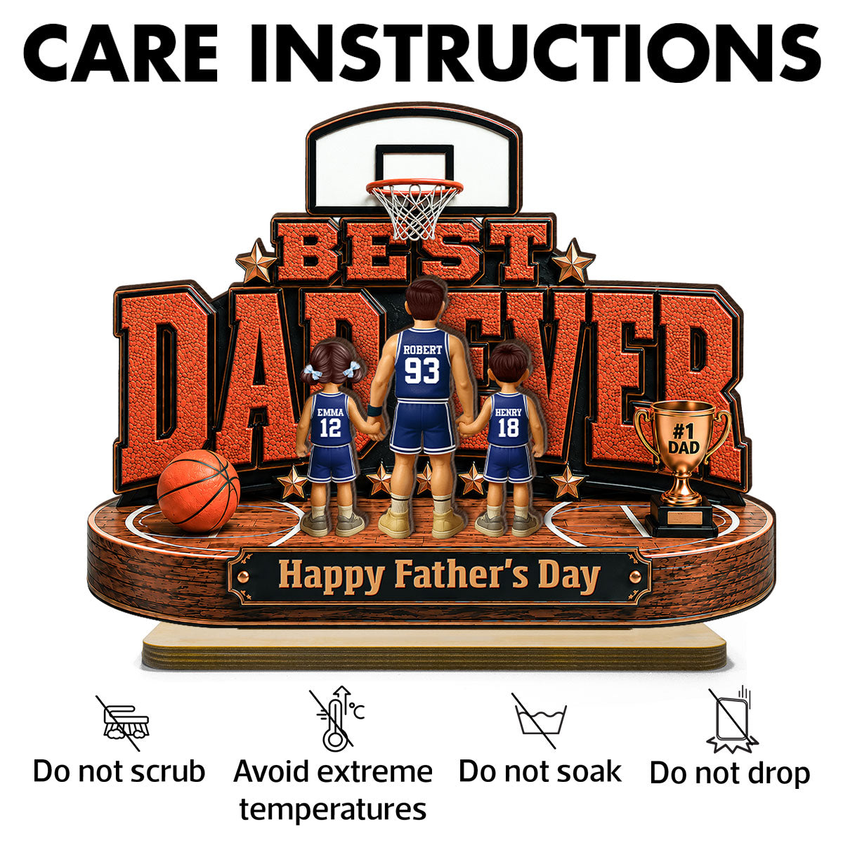 Best Basketball Dad Ever Our MVP - Personalized 2-Layered Wooden Plaque -  Gift For Dad, Husband