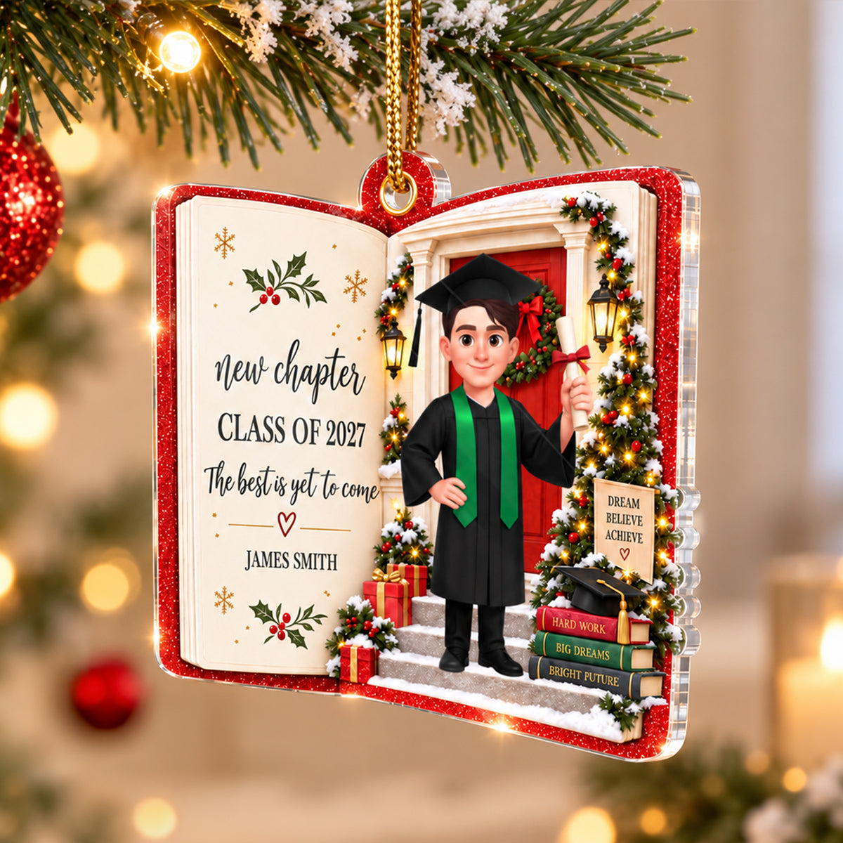 New Chapter New Adventures Custom Graduate 2D Flat - Personalized Acrylic Ornament - Graduation Keepsake