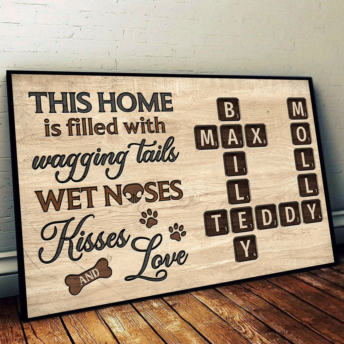 Pet Lover Home Decor Home With Paw Prints Crossword Puzzle Art - Personalized Poster