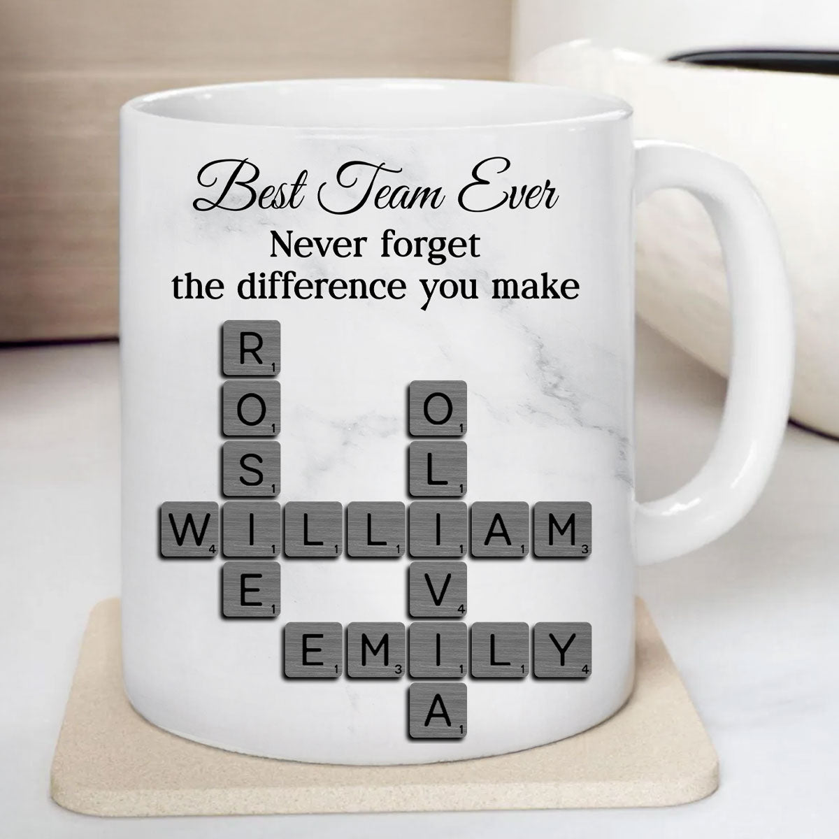 Best Team Ever Crossword - Personalized Mug - Sentimental Gift for Coworkers, Work Besties