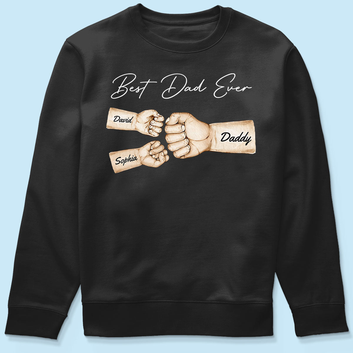 Best Dad Ever Fist Bump Dad & Kids Names Personalized Shirt