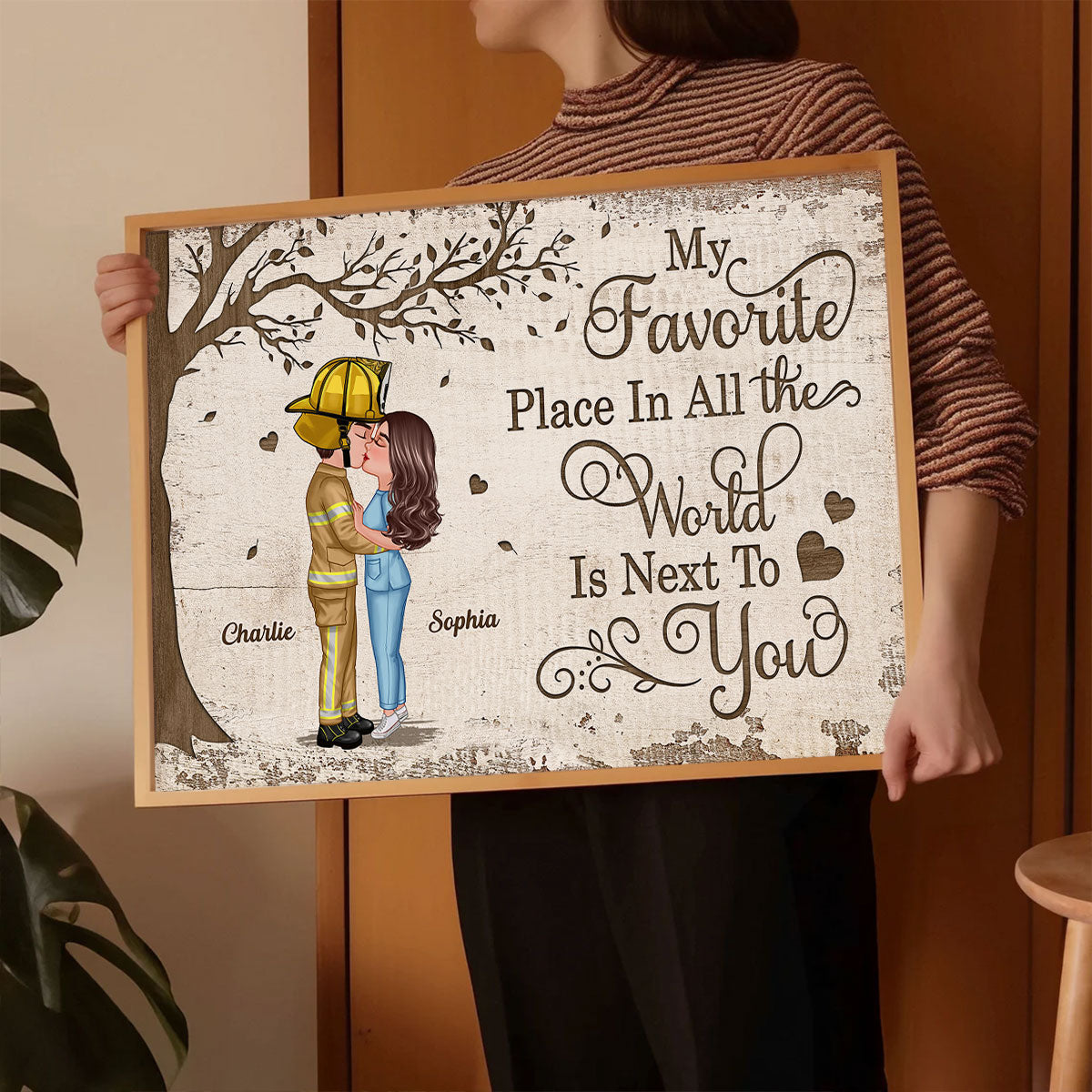 Favorite Place In The World Occupation Couple Kissing Personalized Poster, Unique Valentine's Day Gift For Him, Gift For Her