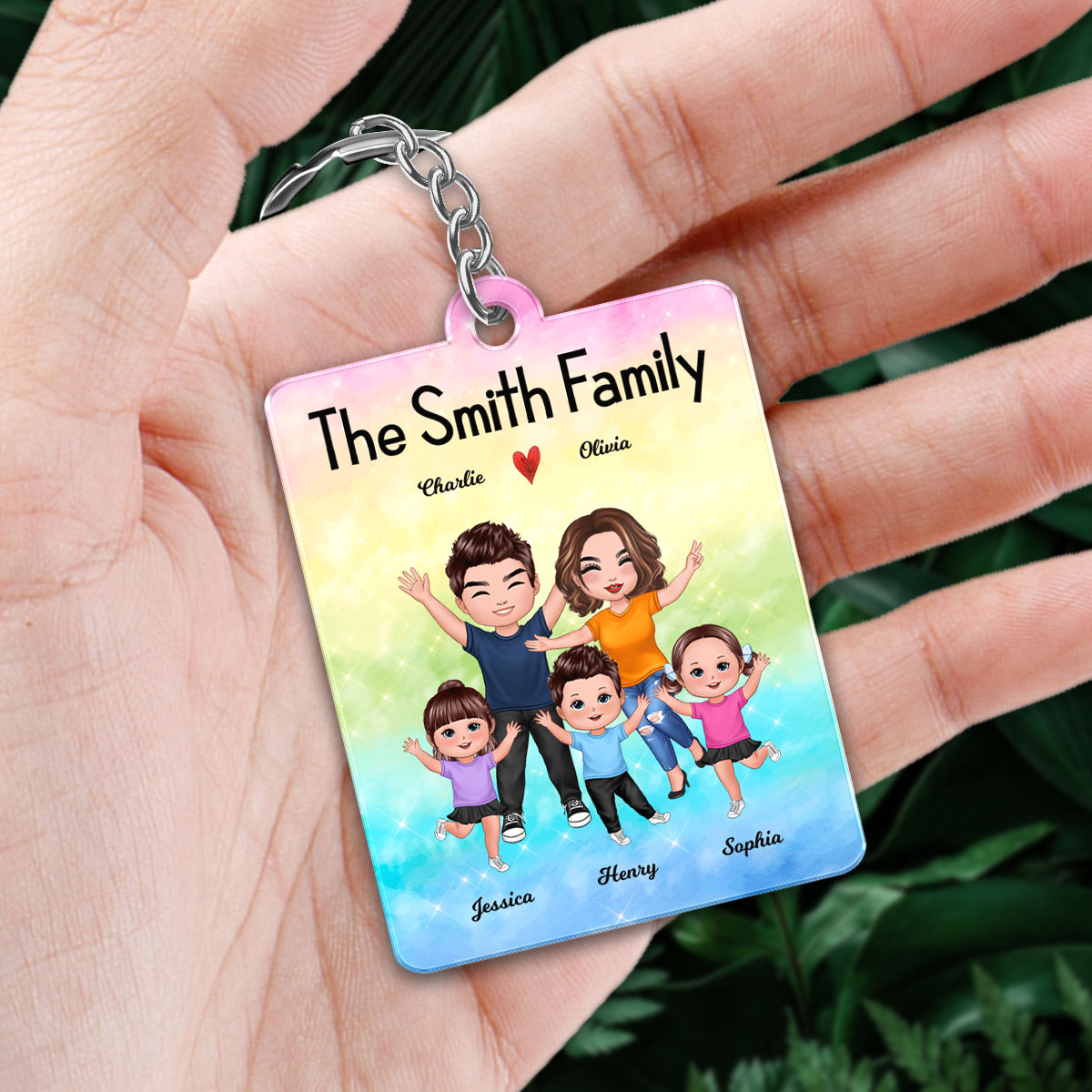 Whole Happy Family Kids Dog Cat Favorite Song QR Code Personalized Acrylic Keychain