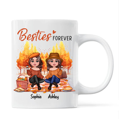 Fall Season Besties Best Friends Pretty Women Picnic Autumn Themed Personalized Mug