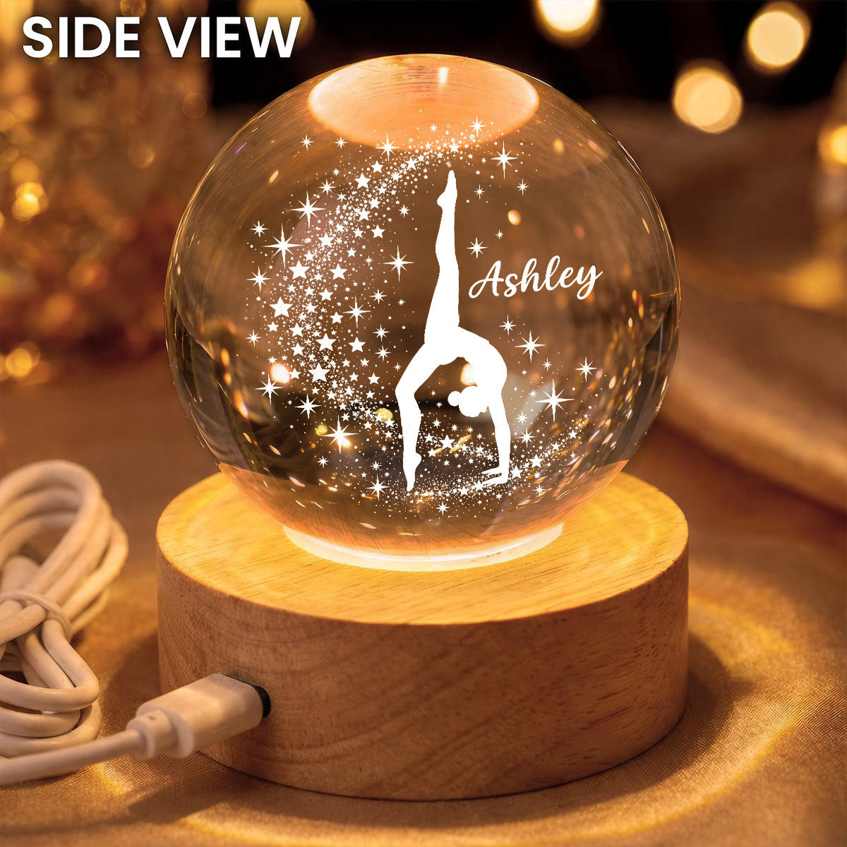 Beautiful Gymnastic Girl Custom Name - Personalized Crystal Ball LED Night Light - Christmas Gift For Gymnastic Girl, Gymnast, Daughter, Granddaughter,