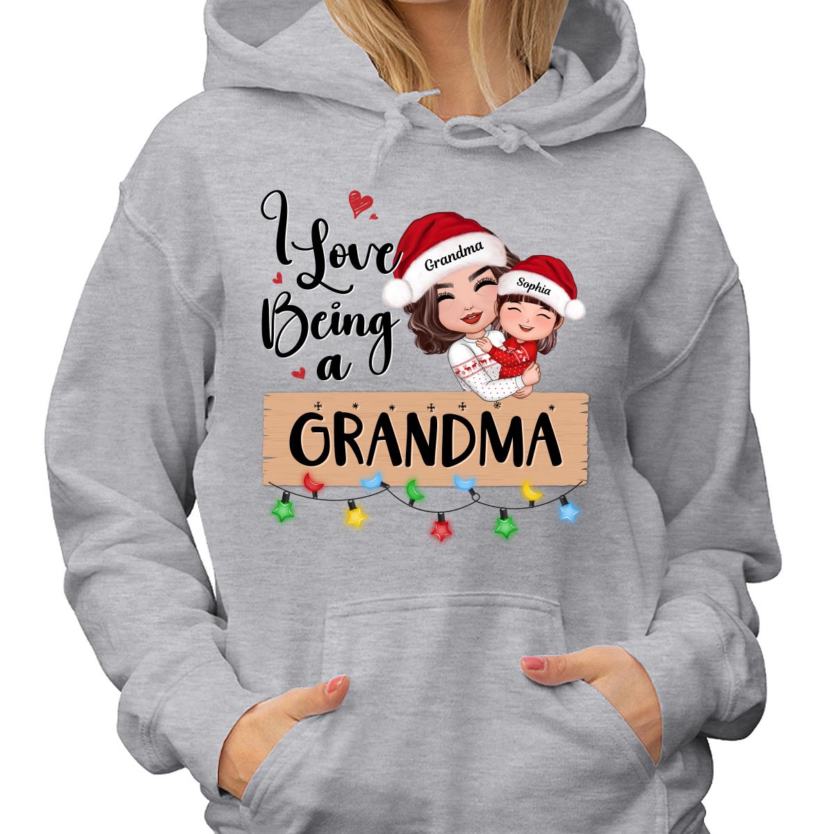 I Love Being A Grandma Hugging Grandkid Personalized Christmas Shirt