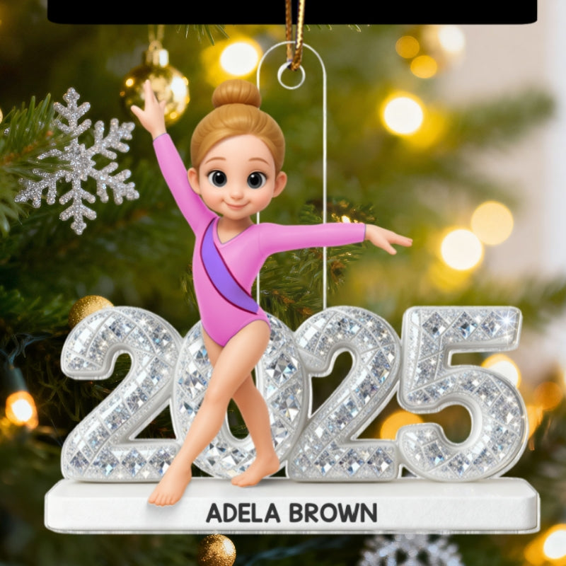 3D Shining Effect Christmas Gymnastic Girl - Personalized Acrylic Ornament - Christmas Gift For Daughter, Granddaughter