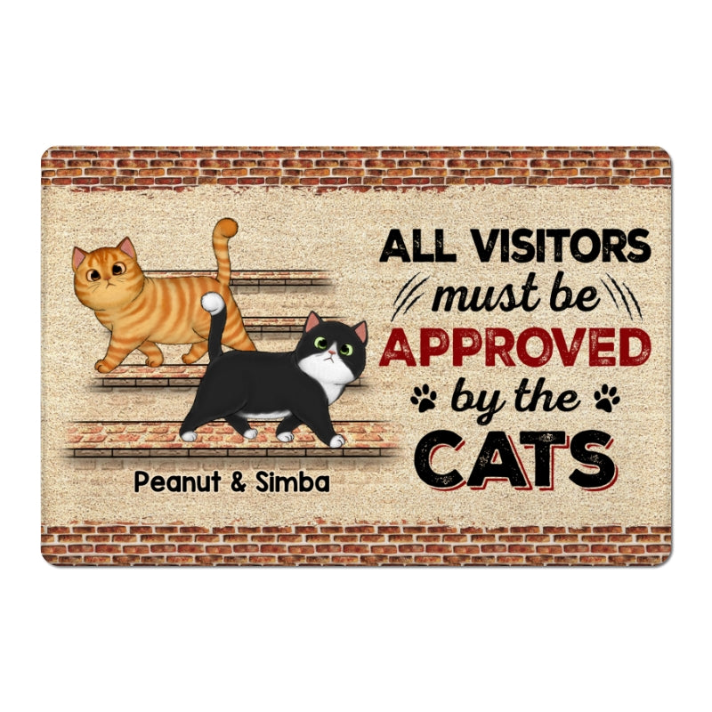 Brick Background Visitors Must Be Approved By The Cats Personalized Doormat