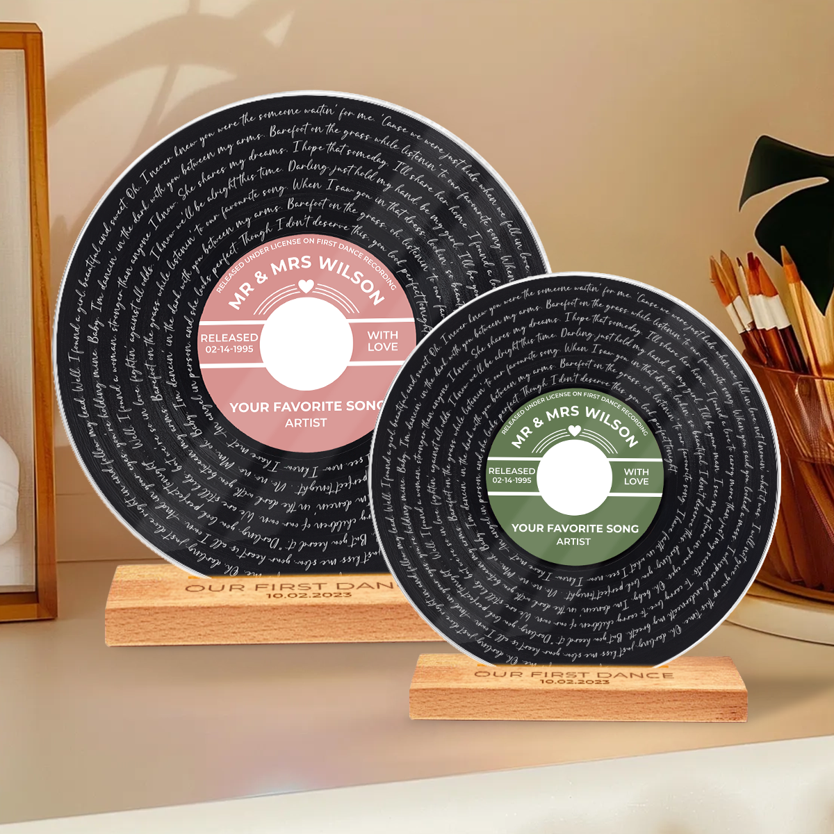 Custom Vinyl Record Label Print Acrylic Song Plaque, Perfect Wedding Gift, Anniversary Gift For Him For Her