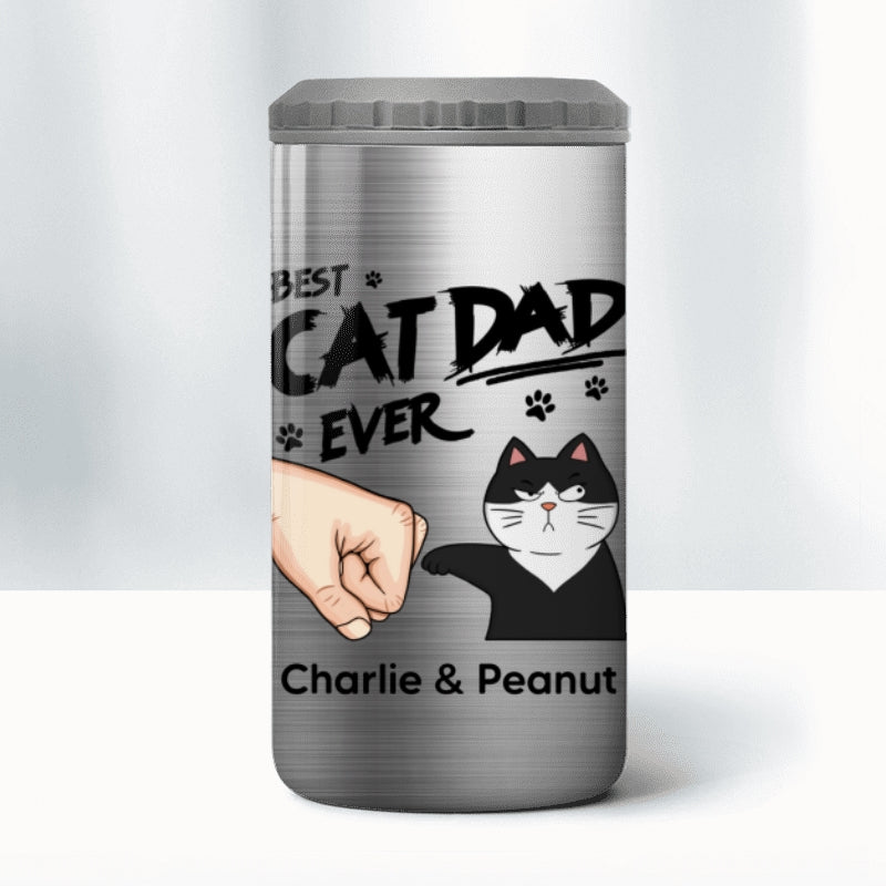 Best Cat Dad Ever Fist Bump Funny Cute Cats Personalized Can Cooler