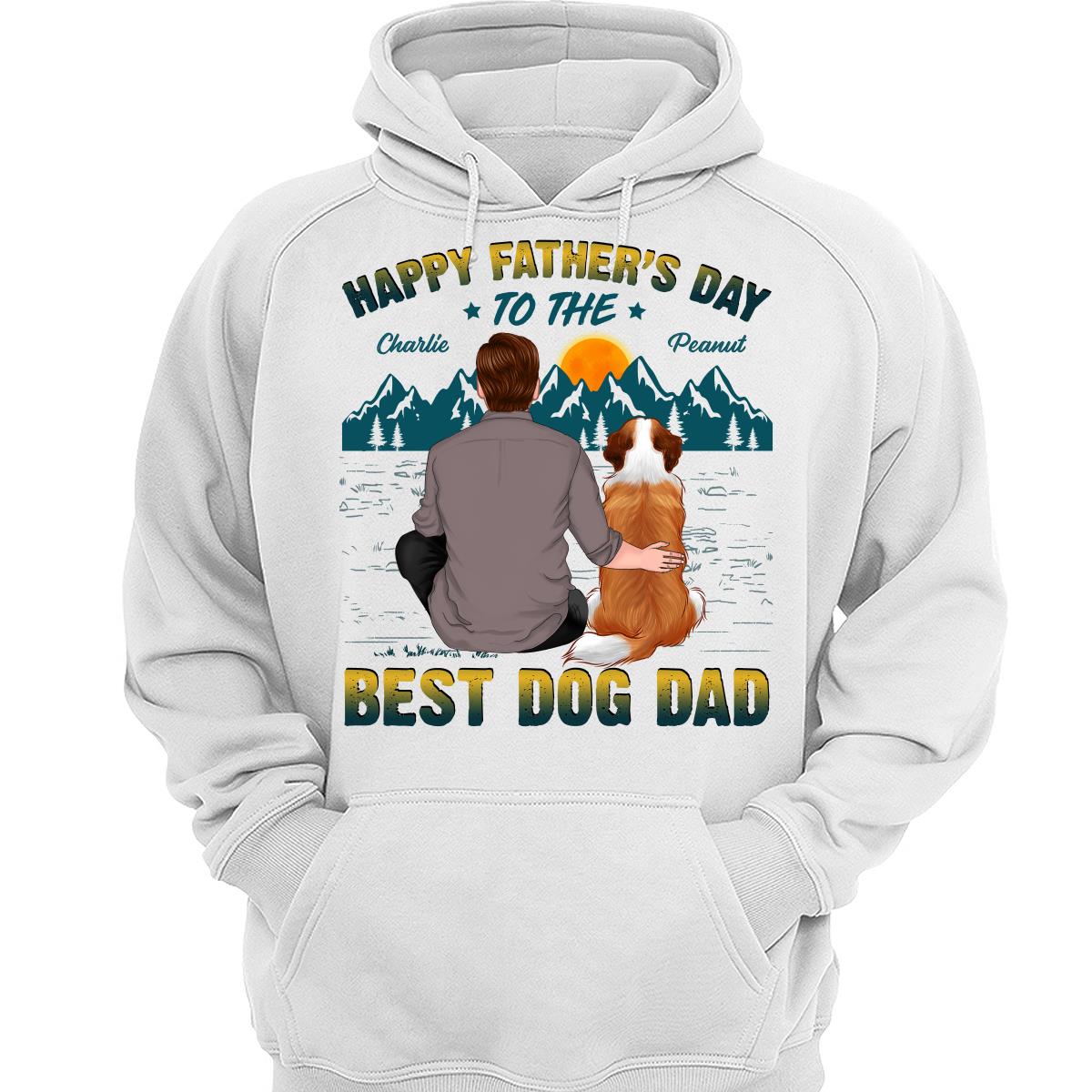 Happy Father‘s Day Best Dog Dad Green Yellow Retro Personalized Shirt