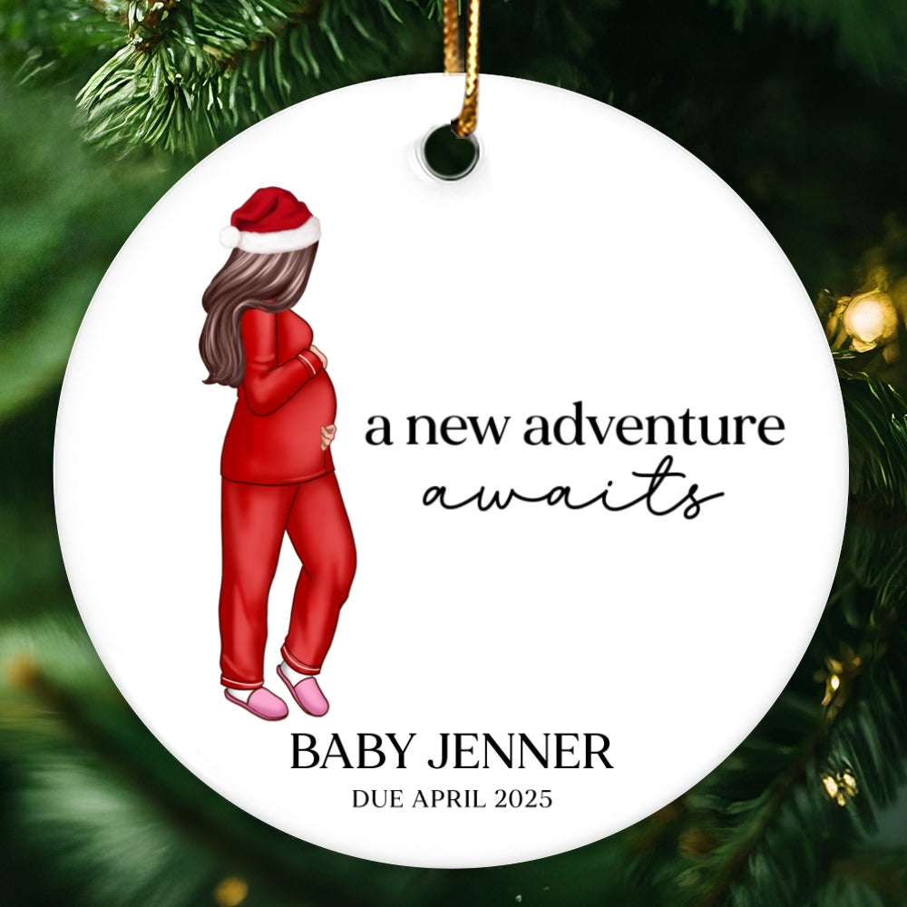Pregnant Mom Baby Bump's First Christmas 2024 Ornament, Personalized Gifts Family, Pregnant Ornament, Baby Bump Christmas Ornament