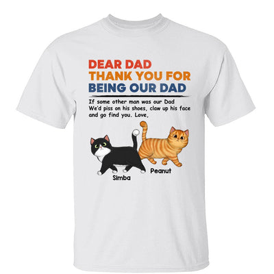 Dear Cat Dad Retro Walking Fluffy Cats Personalized Shirt