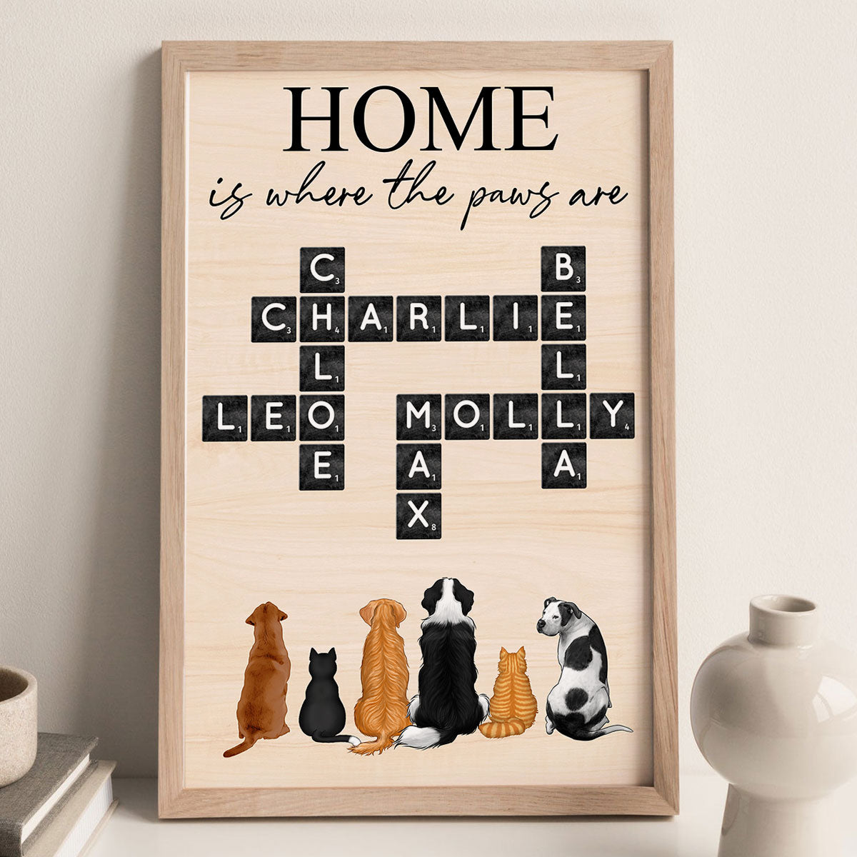 Home Is Where The Paws Are Crossword Puzzle Art Pet Lover Home Decor Personalized Poster