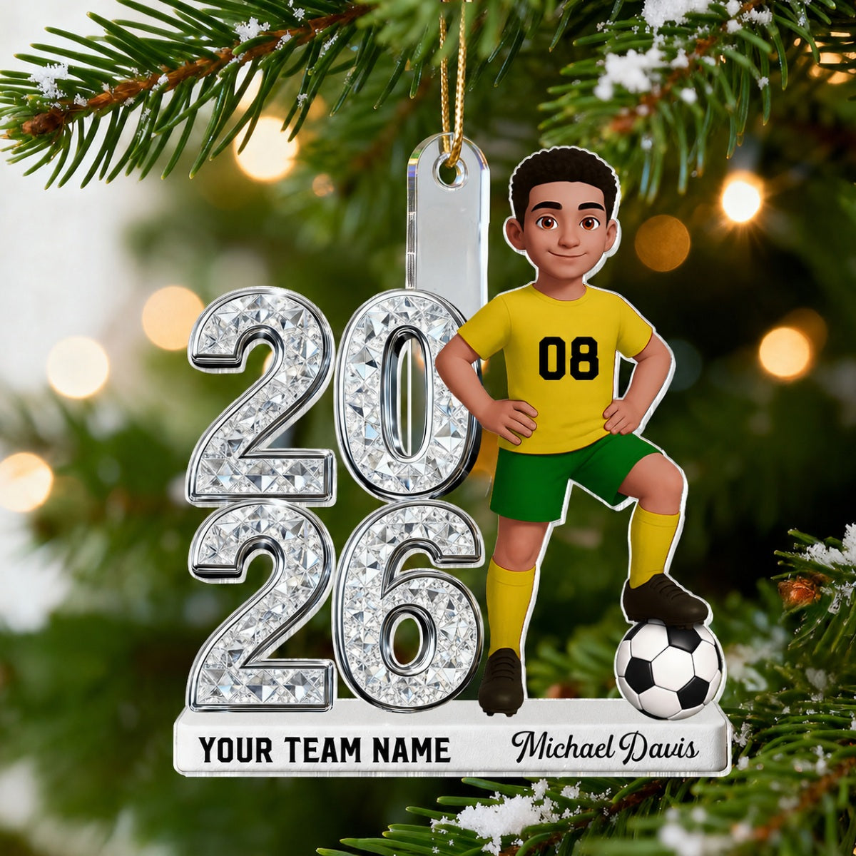 3D Shiny Effect Sport Player With Year - Personalized Acrylic Ornament - Gift For Daughter, Granddaughter, Son, Grandson