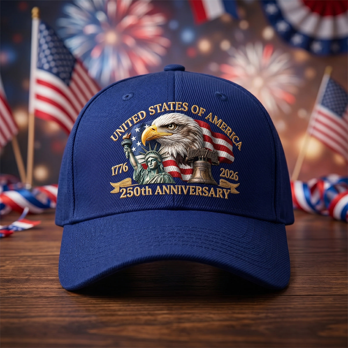 United States 250th Anniversary Eagle Liberty & Bell Printed - Personalized Classic Cap
