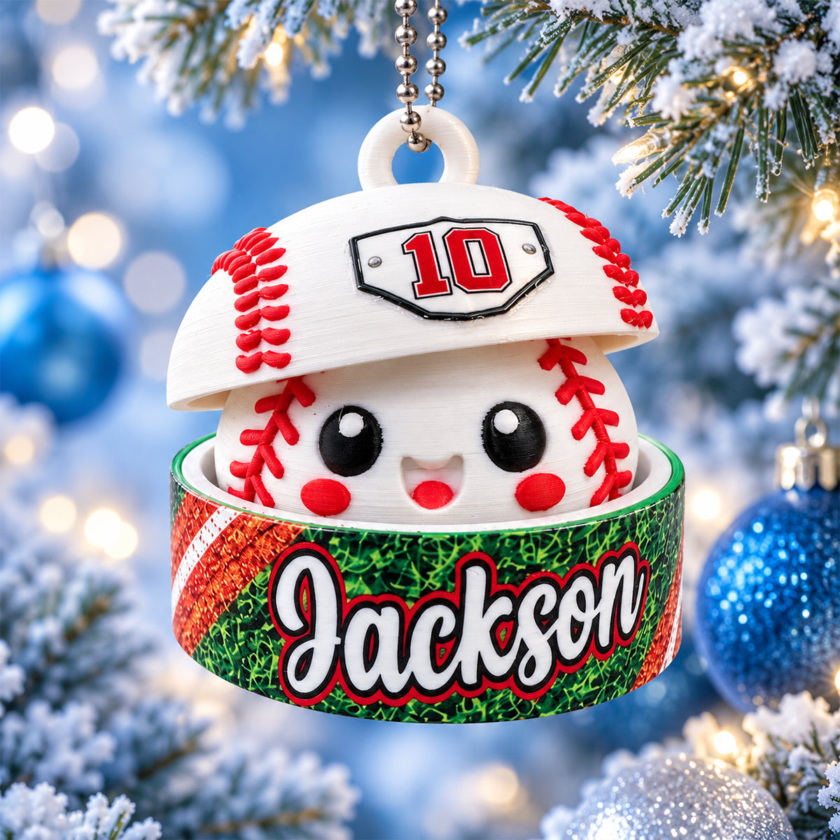 Custom Baseball Cute Dumpling - Personalized 3D Printed Baseball Figurine Ornament - Christmas Gift for Daughter, Son, Grandkids