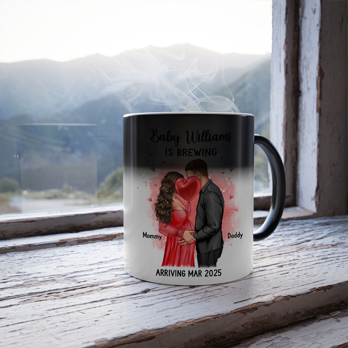 We’re Pregnant Secret Message, Kissing Couple, Hidden message Personalized Color Changing Mug, Pregnancy Reveal, Pregnancy Announcement, Baby Announcement