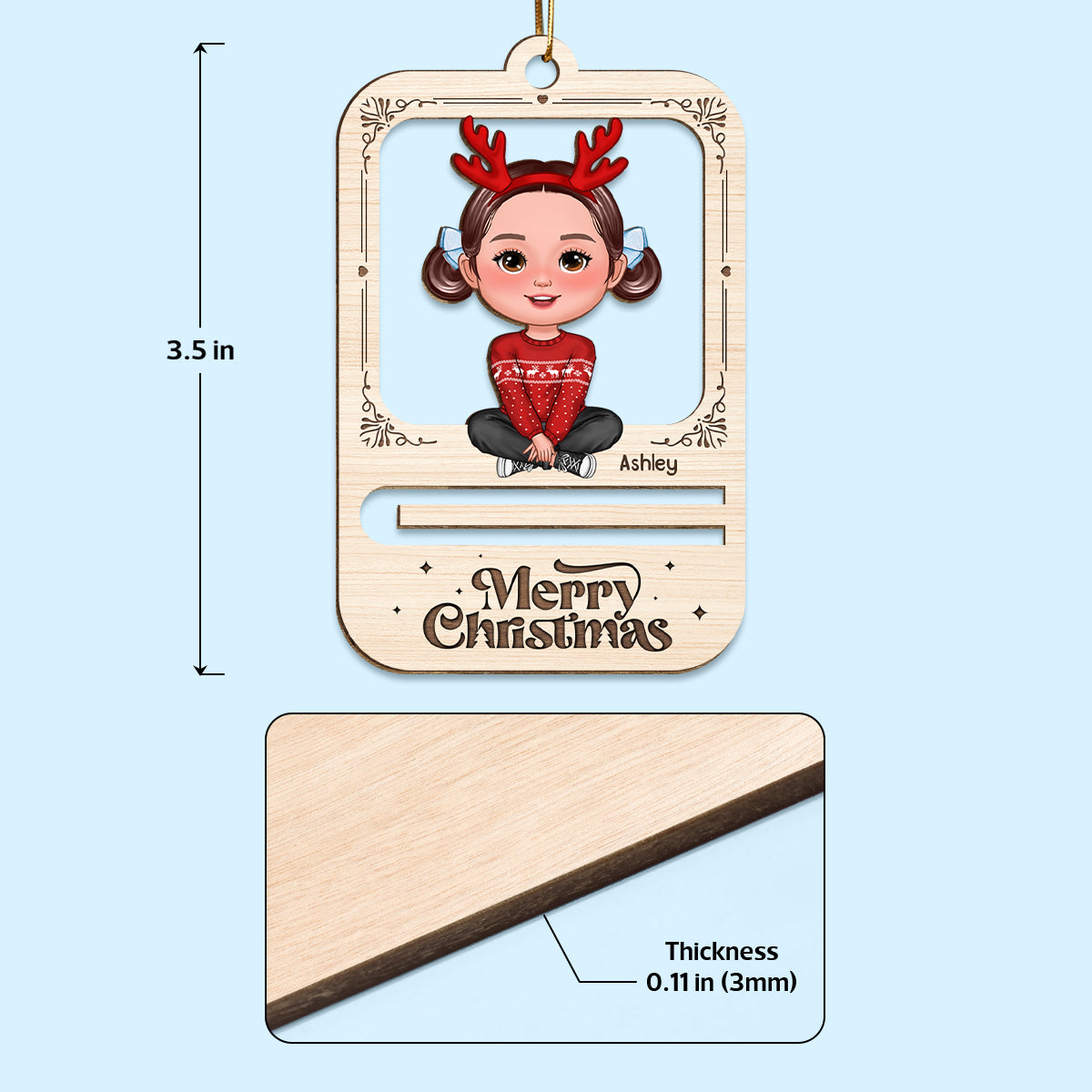 Merry Christmas Cute Kid Personalized Holiday Money Holder Ornament