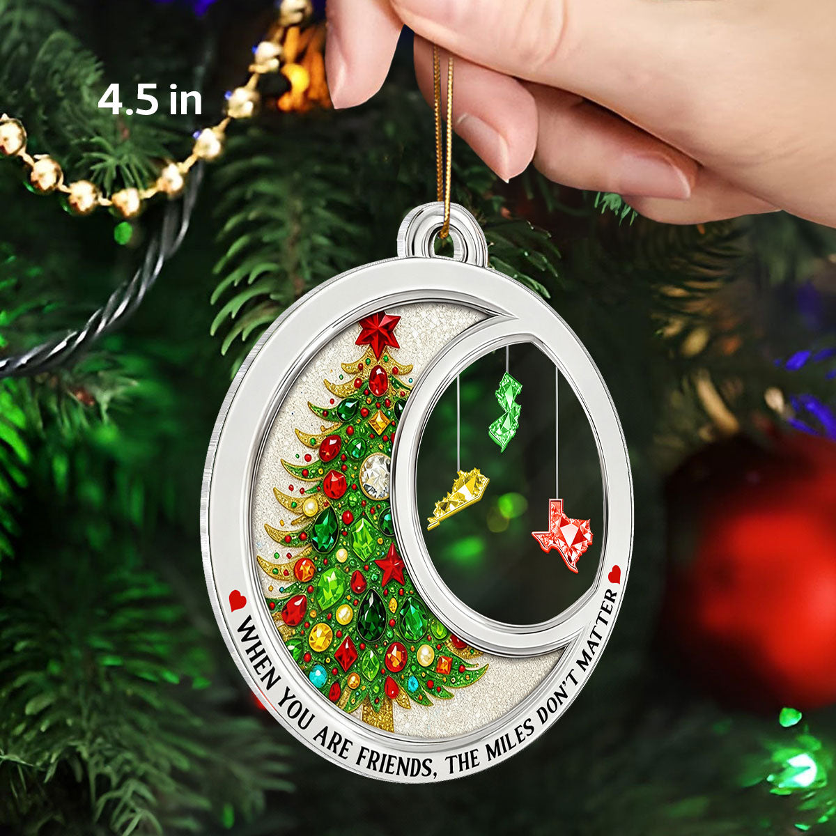 2D Flat Crystal Effect The Miles Don't Matter - Personalized Acrylic Ornament - Long Distance Gift For Besties, Family, Siblings