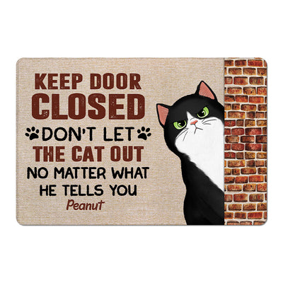 Brick Wall Sassy Cats Keep Door Closed Personalized Doormat