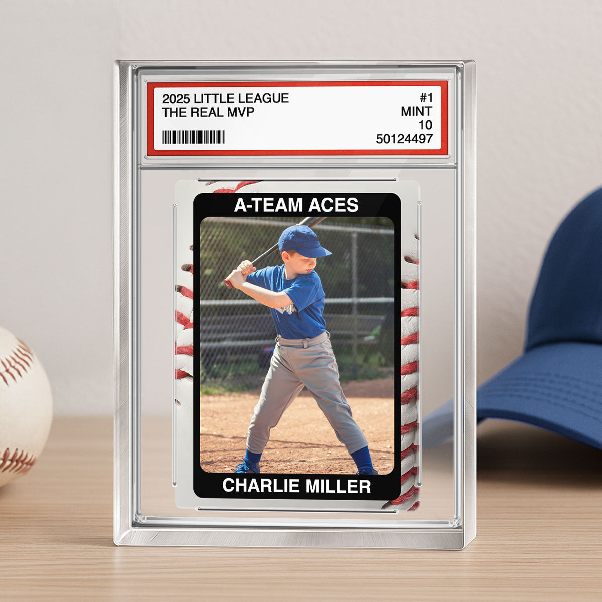 Baseball Player Gift Little League Trading Card Style Personalized Acrylic Block Plaque