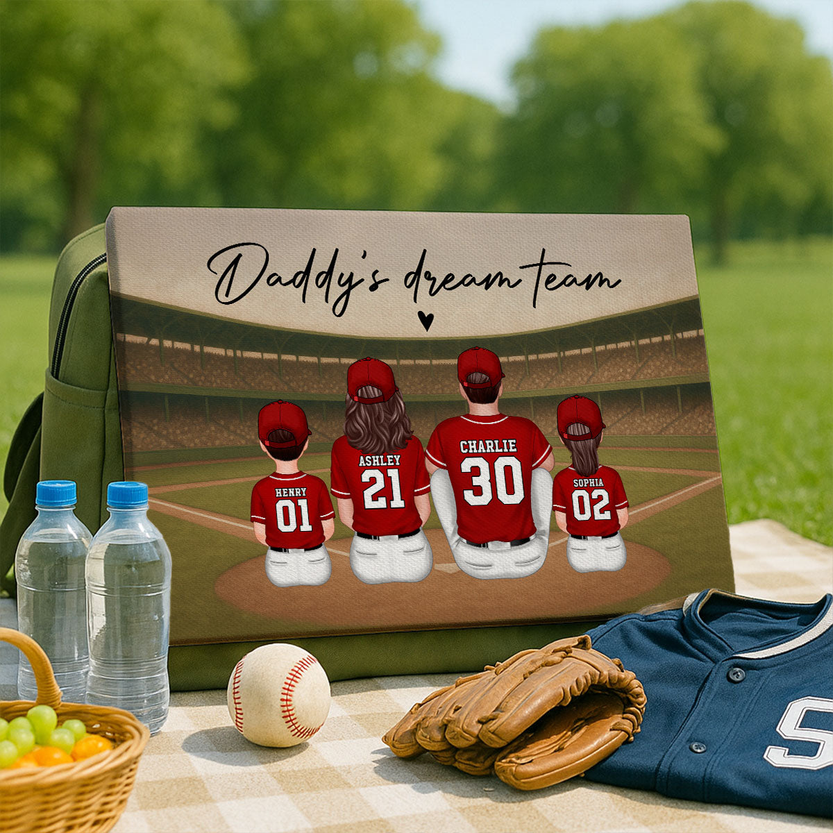 Retro Vintage Baseball Family Daddy's Dream Team Personalized Wrapped Canvas| Unique Father's Day Gift For Dad