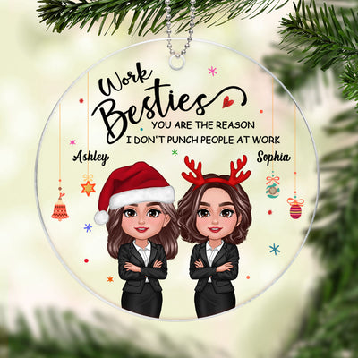 Work Besties Christmas Personalized Acrylic Ornament, Gift For Colleagues
