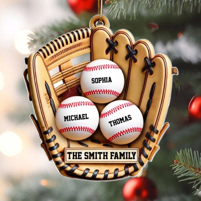 Baseball Family Glove 3D Effect Sport Lover Personalized Acrylic Ornament
