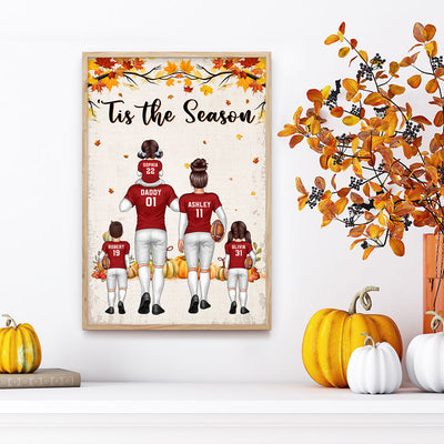 Tis the Season Family Dad & Kids Walking Personalized Poster