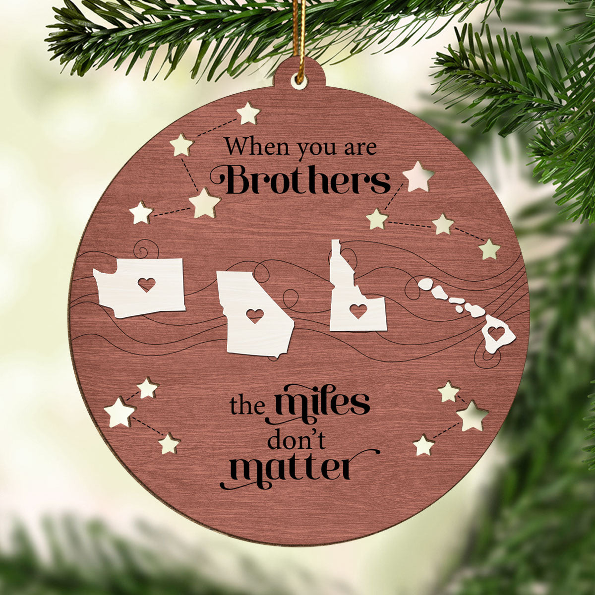 Long Distance Family Friends Siblings Sisters Besties Personalized Wooden Ornament, Togetherness Christmas Gift