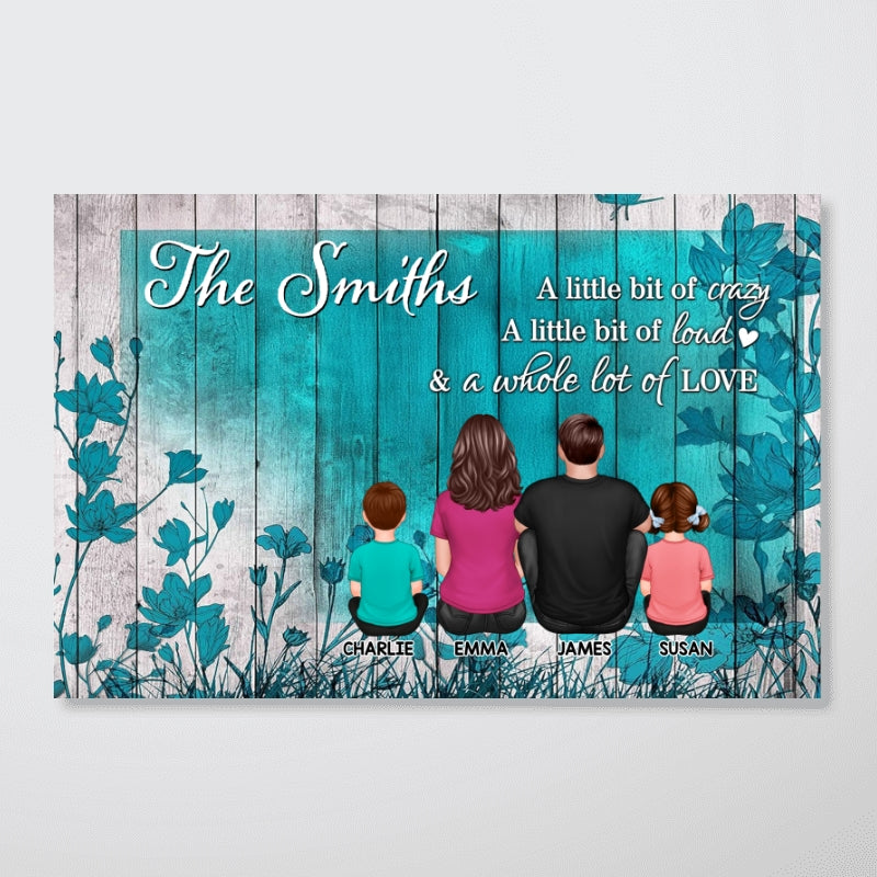Teal Flower Family Sitting Personalized Poster