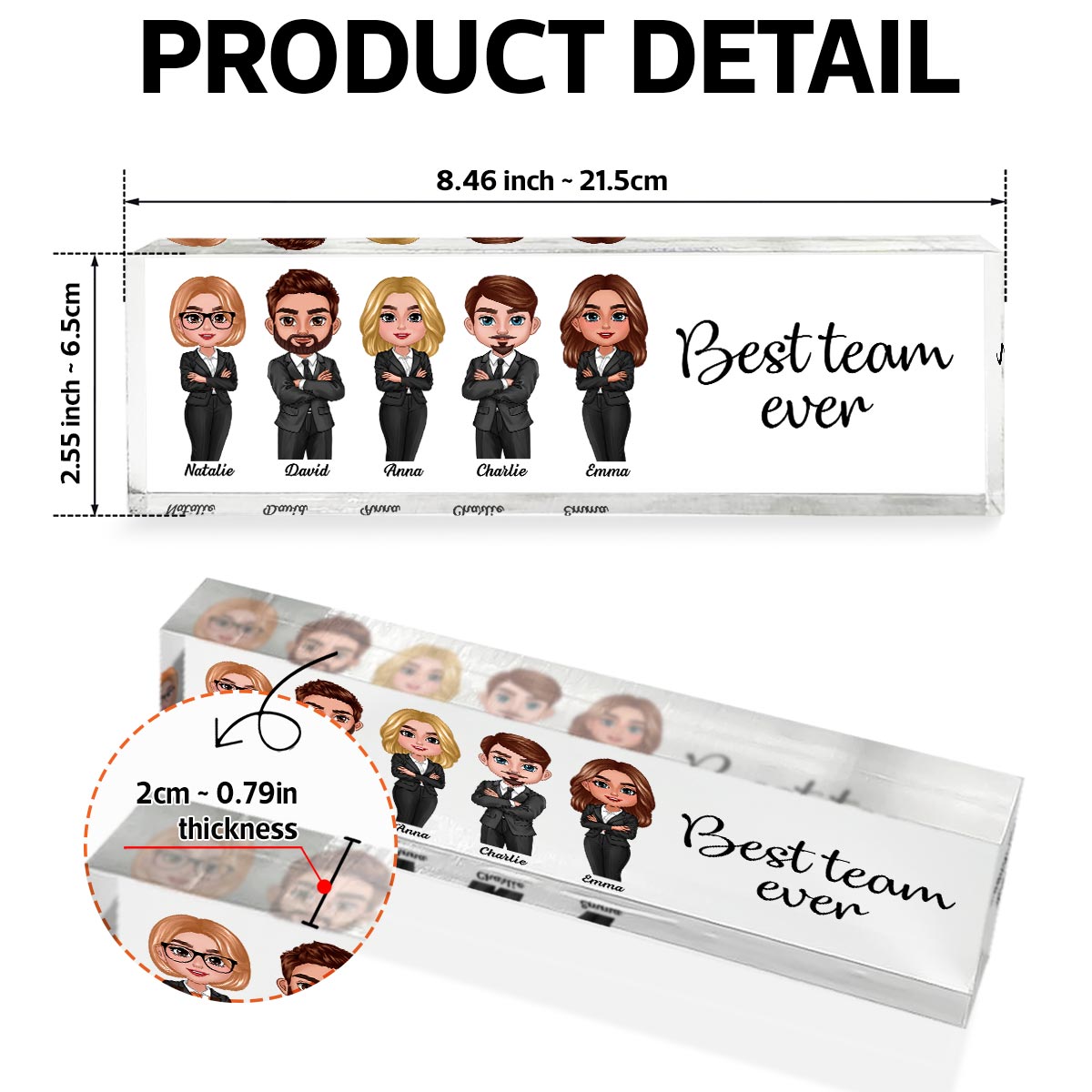 Best Team Ever Personalized Acrylic Desk Name Plate, Gift For Colleagues, Coworkers, Boss