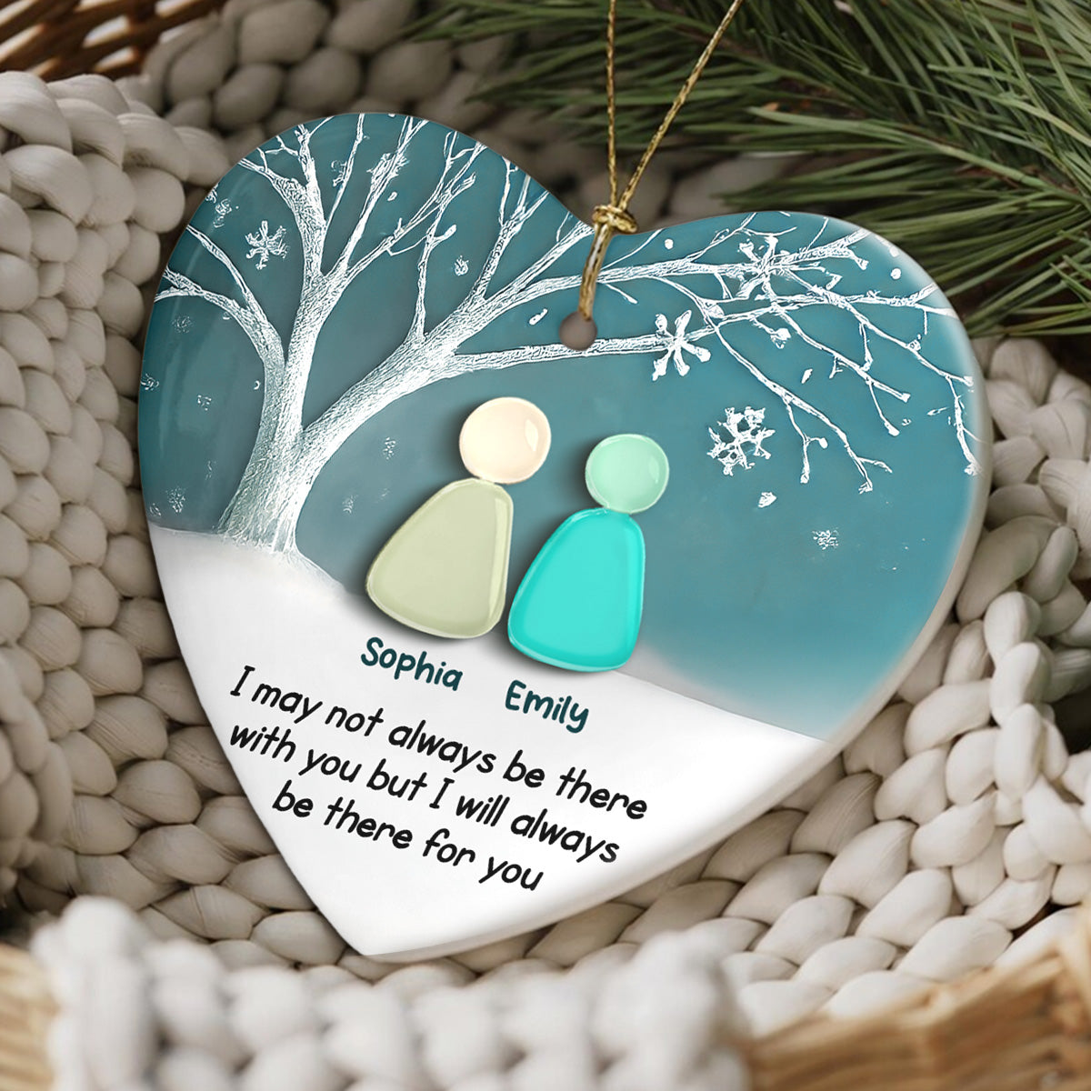 2D Sea Glass Effect Besties Forever - Personalized Ceramic Ornament - Friendship Gift, Christmas Gift For Best Friends