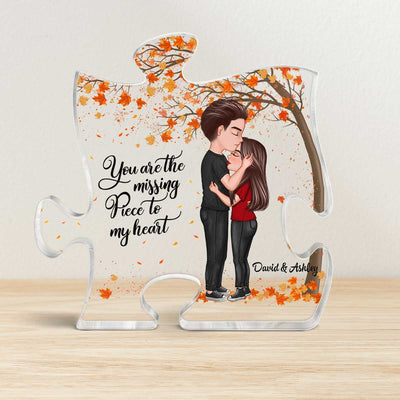 Couple Missing Piece Landscape Background Personalized Acrylic Puzzle Plaque