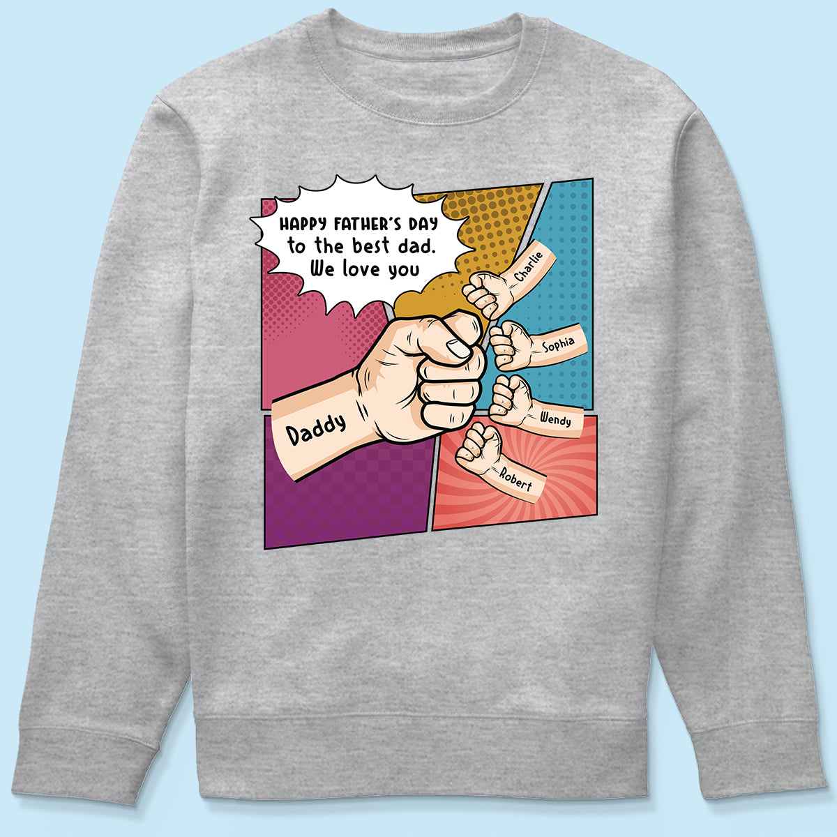 Pop Art Fist Bump Happy Father's Day Personalized Shirt